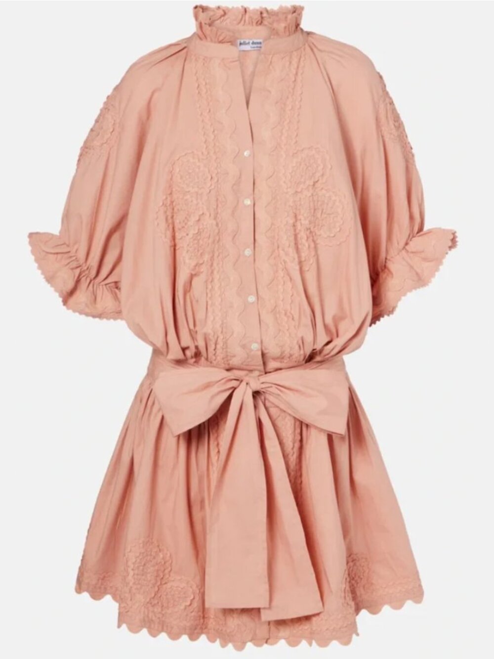 Juliet Dunn light apricot poplin blouson dress